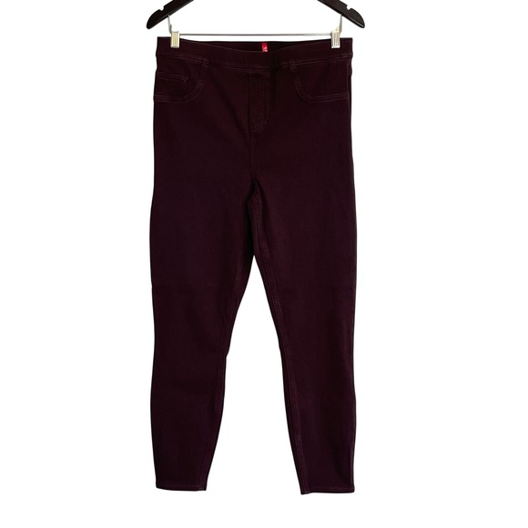 SPANX Pants - Spanx Ankle Jean Ish Leggings Dark Plum Burgundy High Rise XL Slimming Shapewear